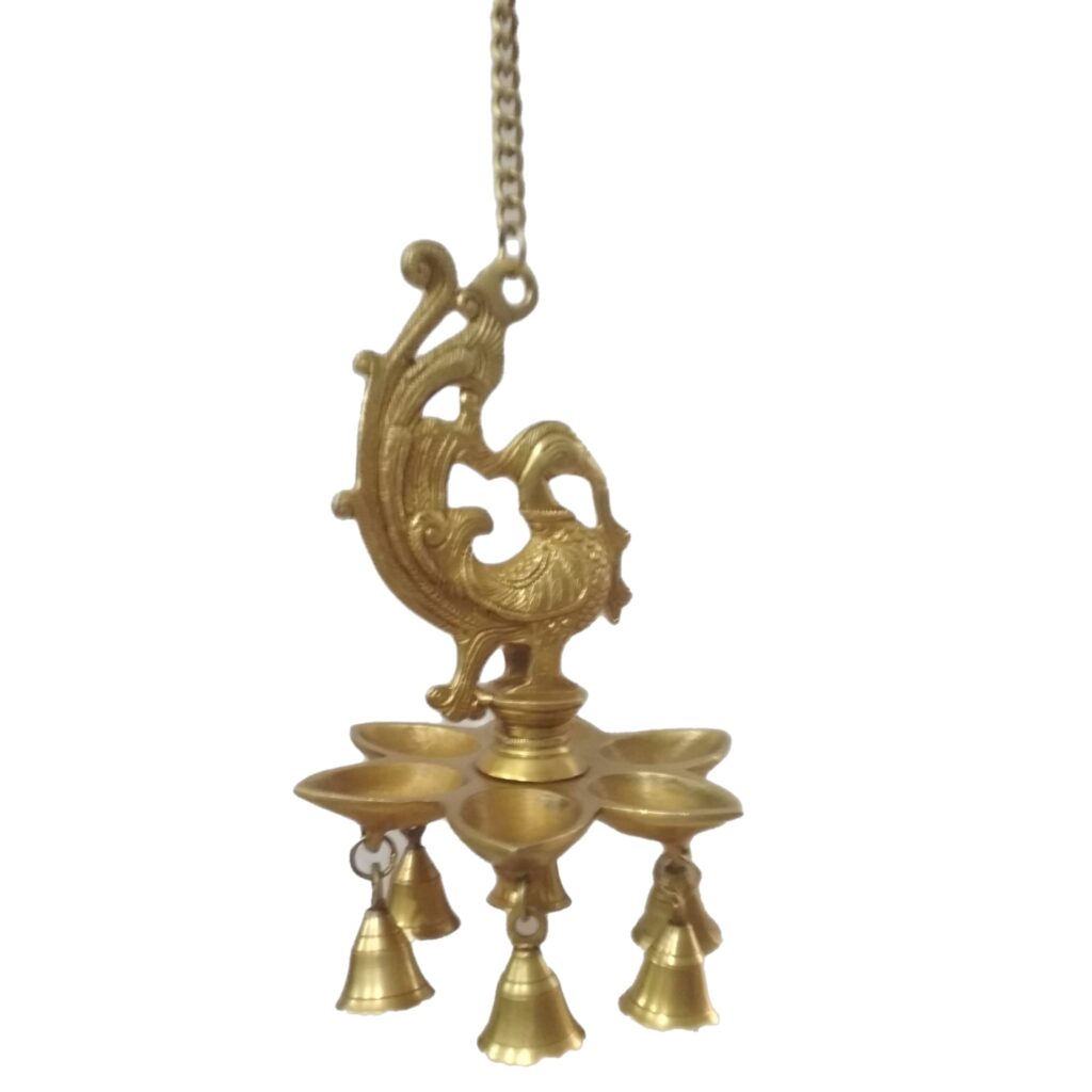 Brass Peacock Diya Hanging Sankalan Art Gallery